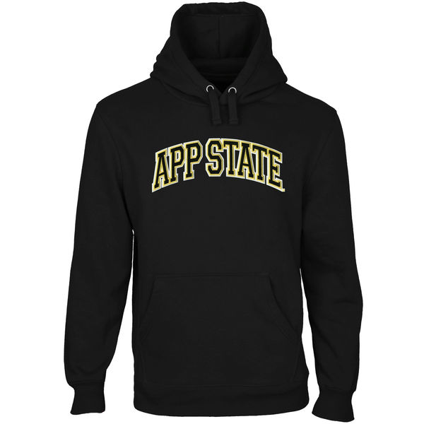 Men NCAA Appalachian State Mountaineers Arch Name Pullover Hoodie Black
